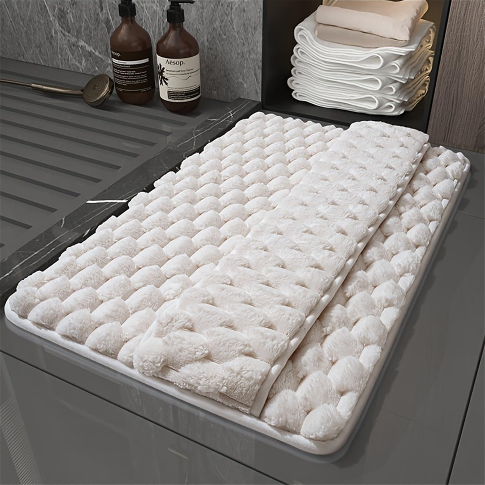 Tapis de bain en mousse à mémoire de forme - Tapis de bain absorbant avec dos antidérapant, lavable en machine (Dark Khaki, 60 x 90 cm)