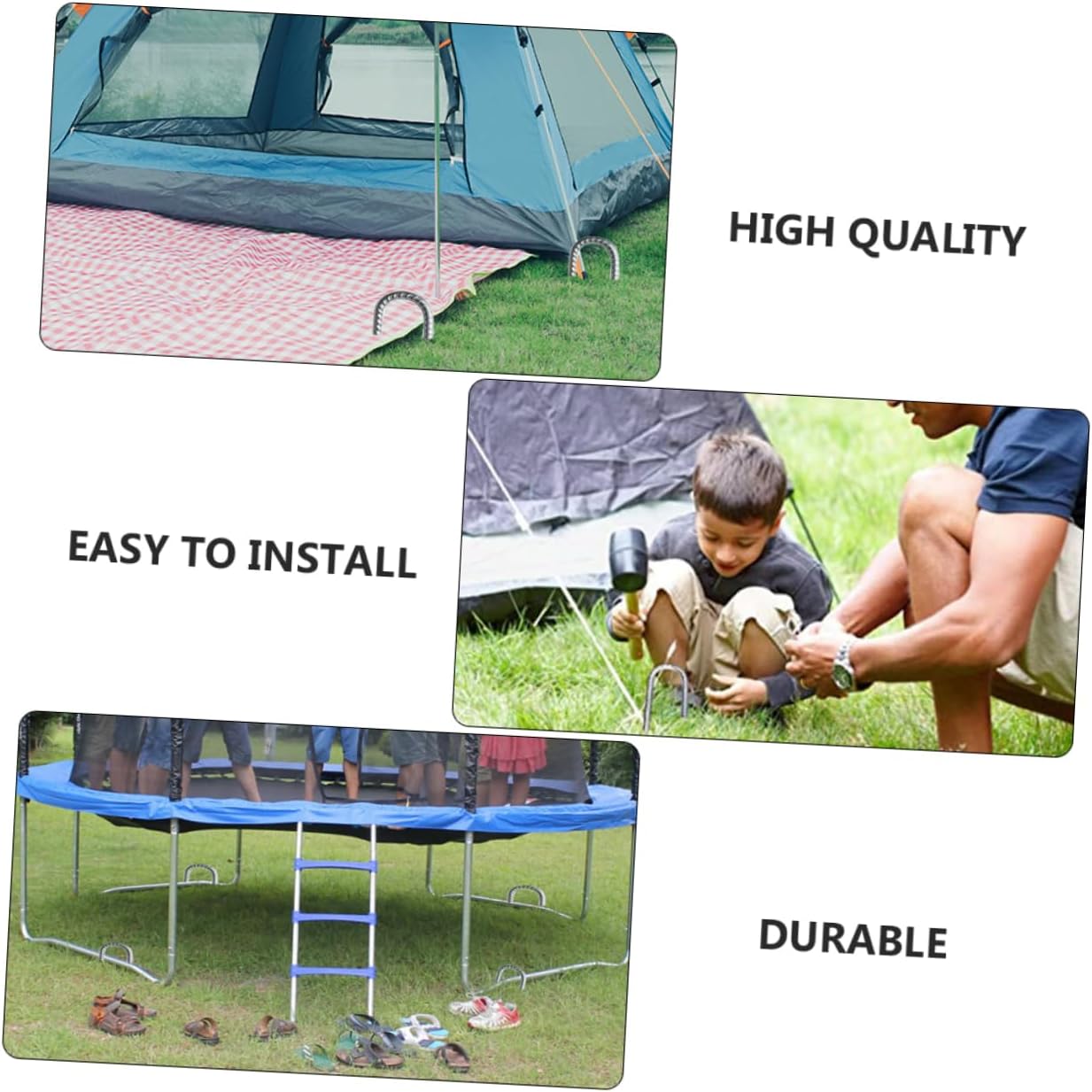 BESPORTBLE 4pcs Tent Pegs for Heavy Duty Tent Stakes Nail Anchor Car Camping Tent Steel Peg Stake U Shape Tent Stake Outdoor Lightweight Tent Stakes Heavy Duty Ground Galvanized Steel Silver