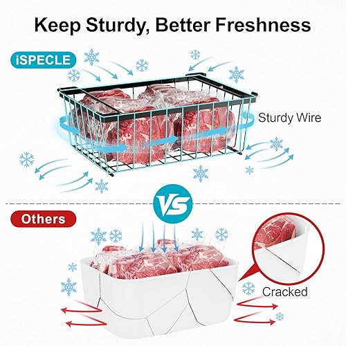 Miniatura 5 de iSPECLE Contenedores organizadores para congelador, paquete de 4 organizadores apilables para congelador profundo de 5 pies cúbicos, cestas de