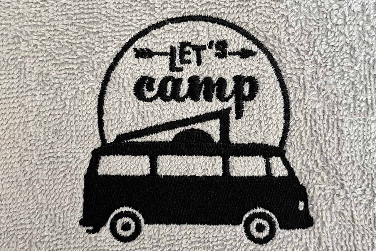 Castejo Schonbezug mit Stickung Let's Camp zum Schutz der Sitze im Wohnmobil & Auto (Silber/Lets Camp)