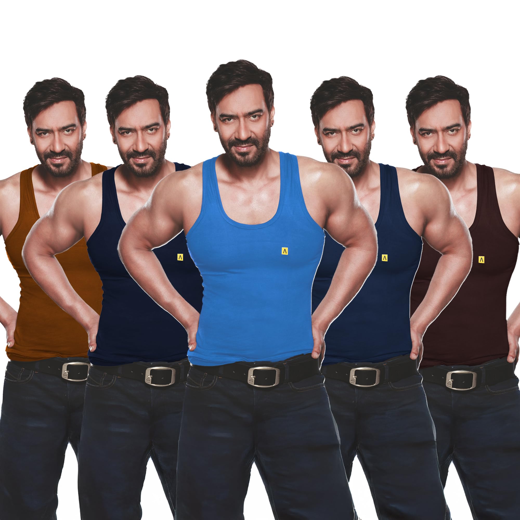 amul comfy Men's Plain Cotton Multi Colour Sleeveless Vest Pack of 5 (Assorted Colours May Vary)-picture-25
