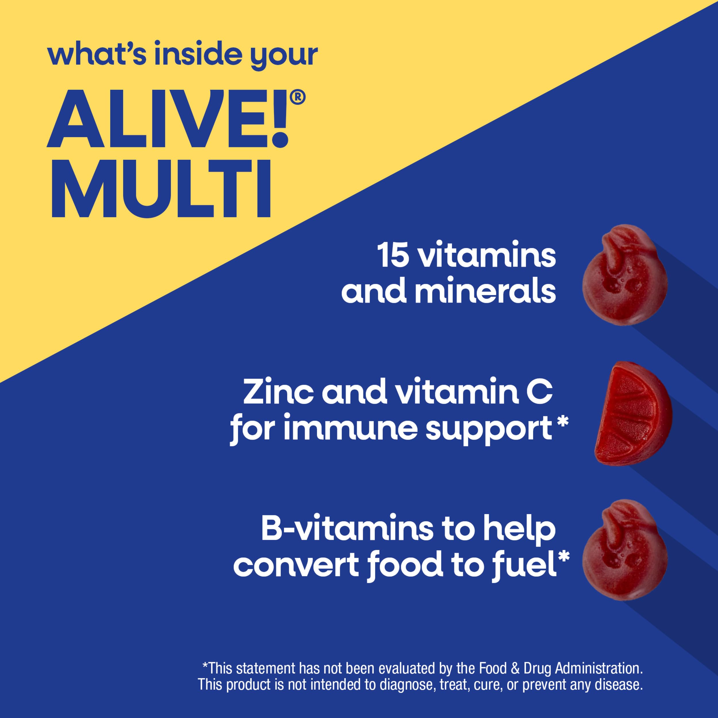 Nature's Way Alive! Men’s 50 Plus Multivitamin Gummy, Fruit-Flavored, 150ct — Amazon image 3