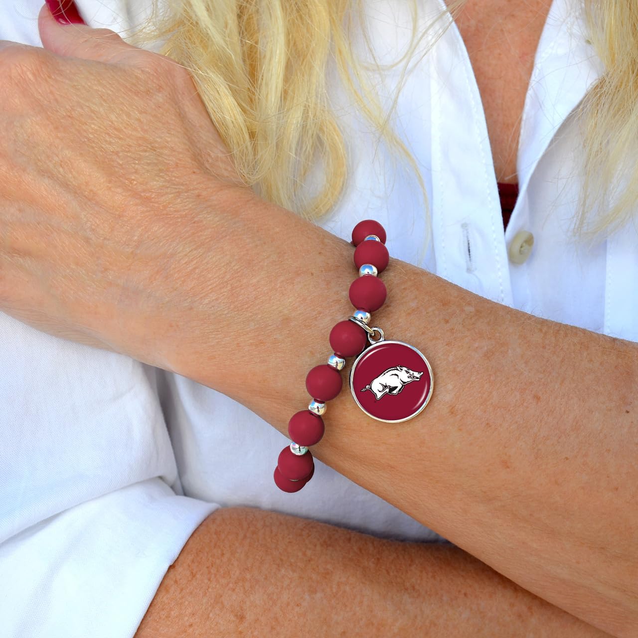 Arkansas Razorbacks Leah Stretch Bracelet Jewelry Gift Licensed UA