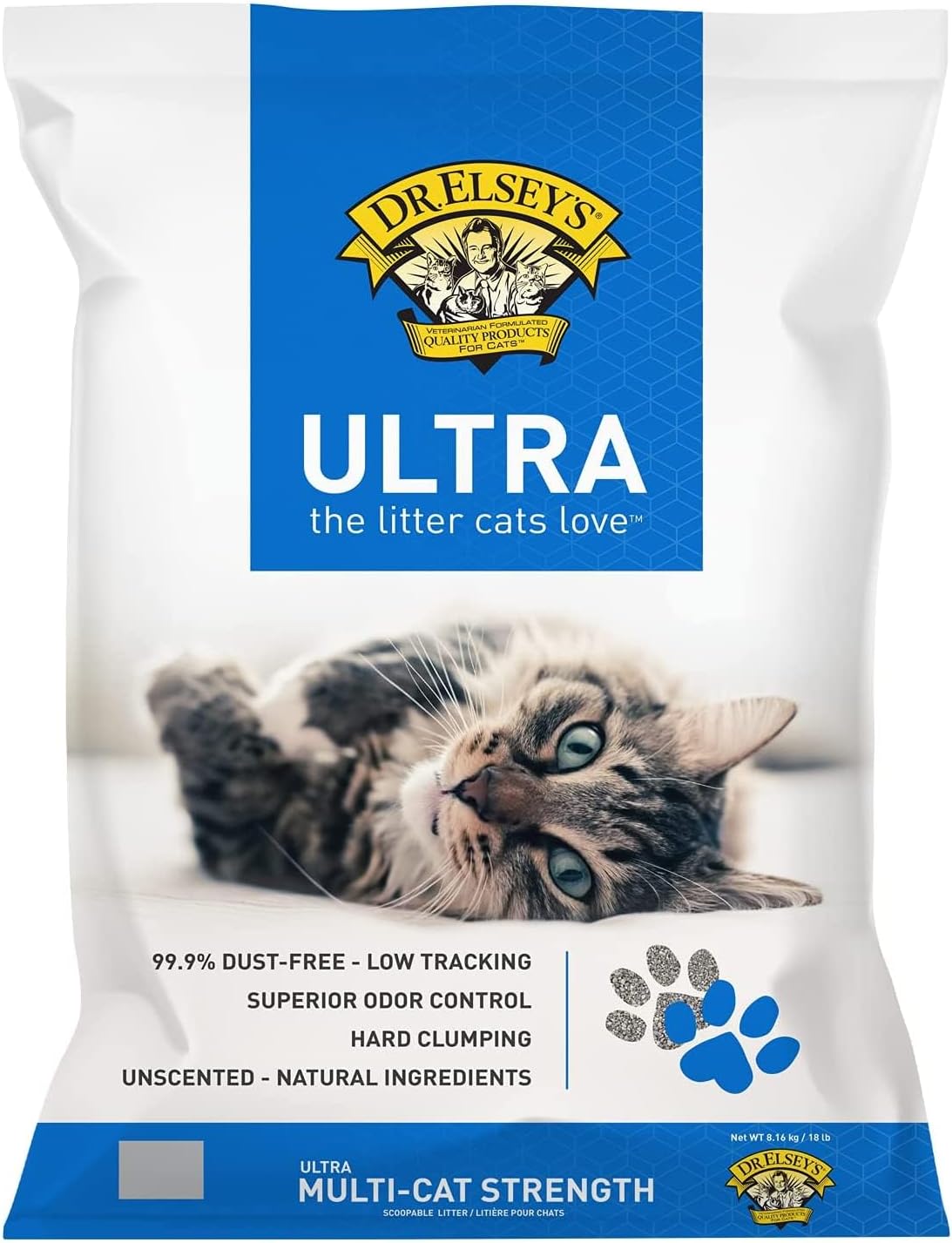 Dr. Elsey's Premium Clumping Cat Litter - Ultra - 99.9% Dust-Free, Low Tracking, Hard Clumping, Superior Odor Control, Unscented & Natural Ingredients