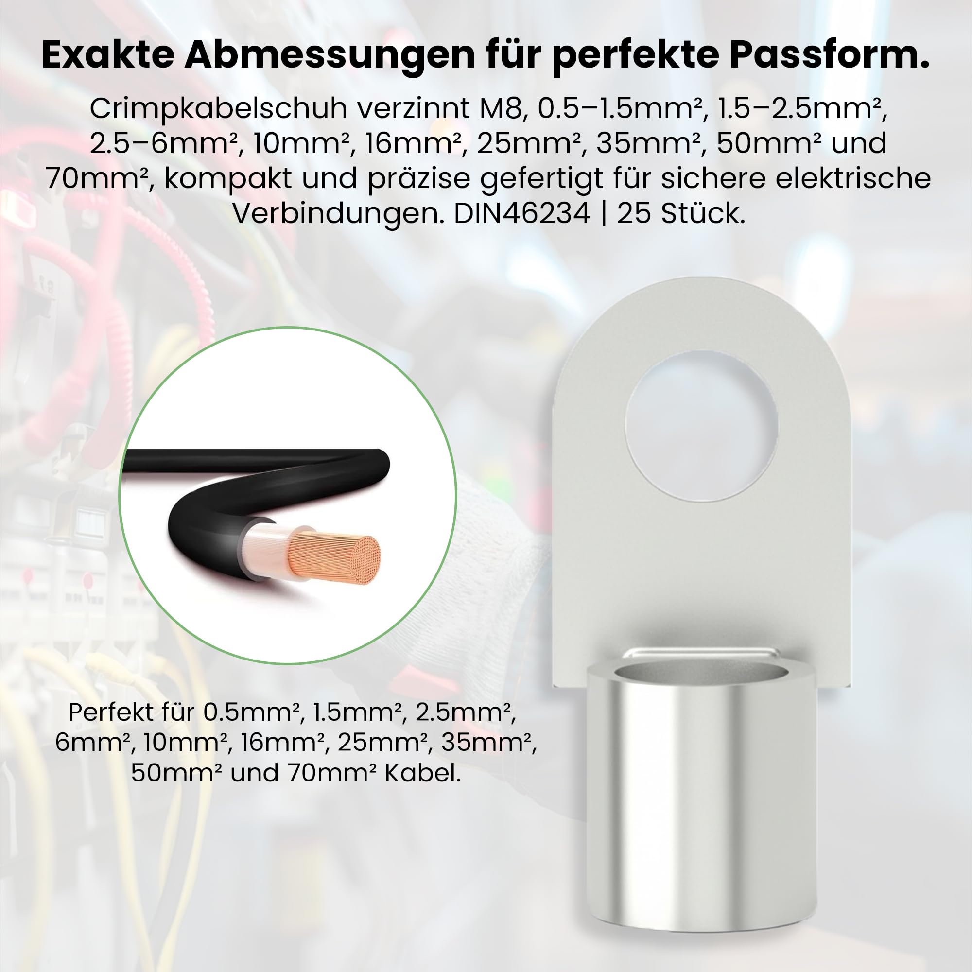 Offgridtec Quetschkabelschuh Verzinnt M8 50mm² 25 Stück DIN46234