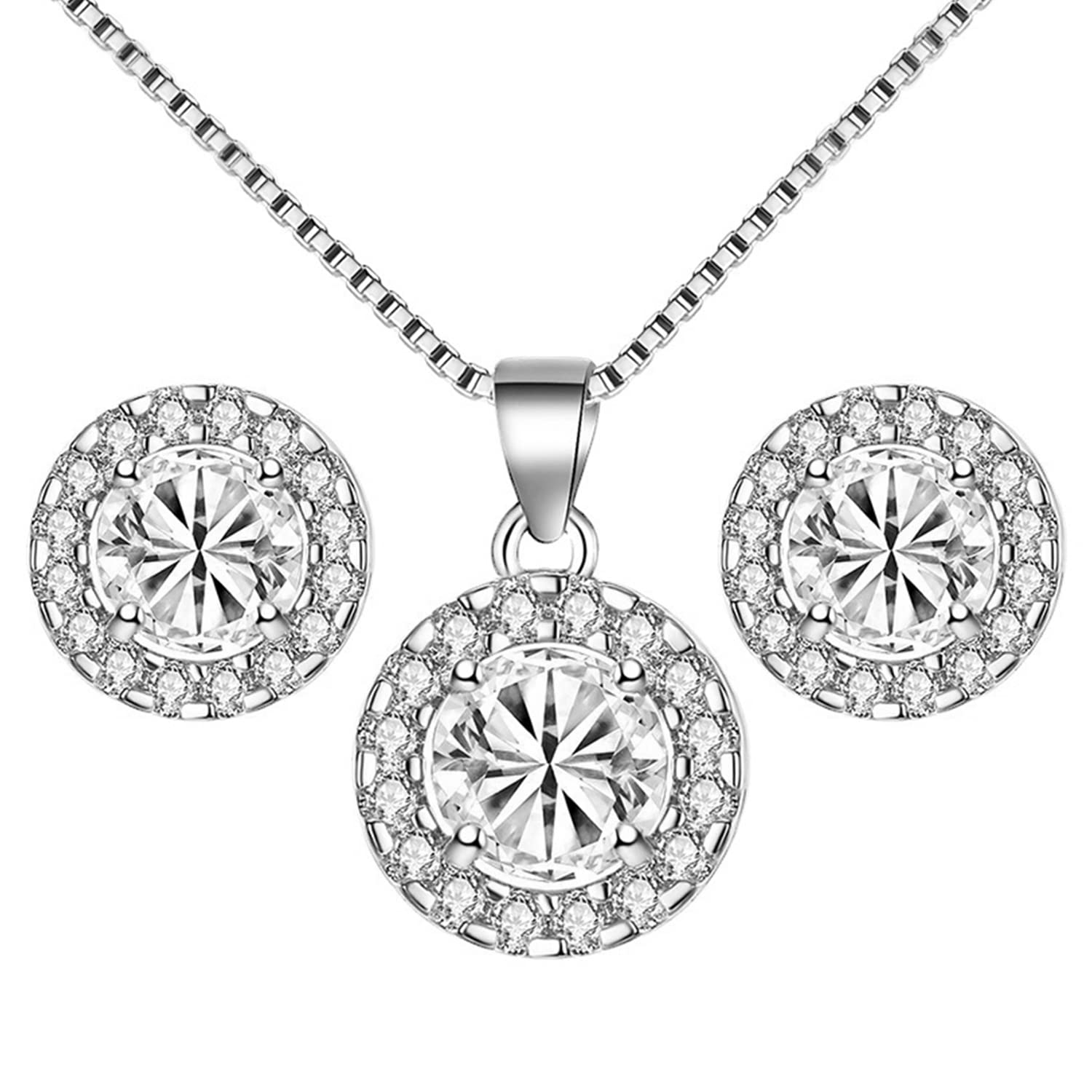 Peora Silver Plated American Diamond Studded Brass Alloy Pendant Chain Necklace & Stud Earrings Set Fashion Stylish Jewellery for Women (B0C1CGNXS3) Amazon Price History, Amazon Price Tracker