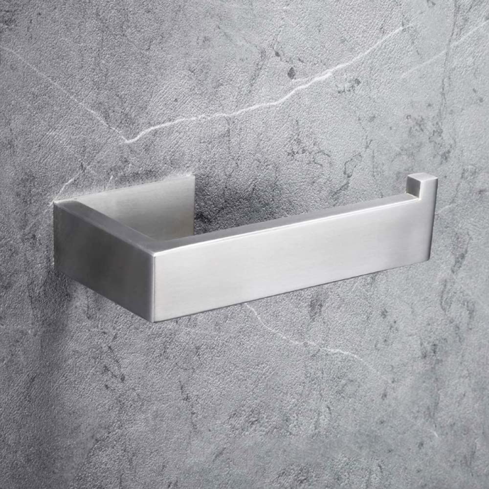 Portarrollos de Papel higiénico Adhesivo 304 Acero Inoxidable Cepillado WC Baño Cocina Papel Portarrollos Toallero Rack Tissue Hanging Square, H