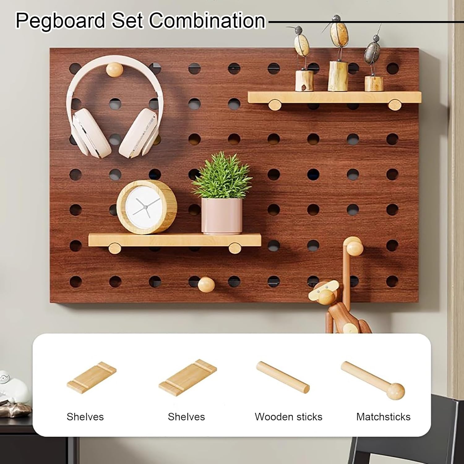 Decorative Fuse Box Covers, Wall Mounted Electrical Panel Cover, Pegboard Combination Organizer Storage, Adapts to Different Interior Styles(Brown 1,70 * 50cm/27.5 * 19.7in)