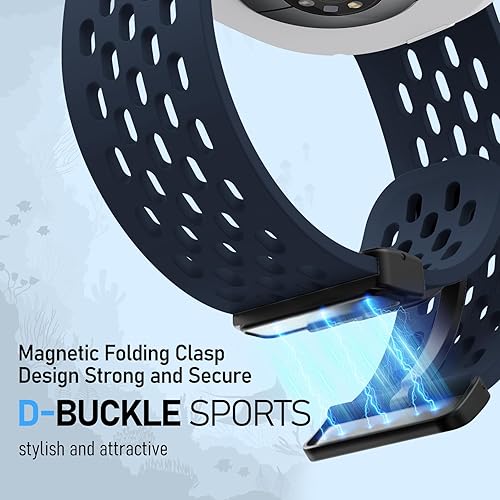 Magnetic Silicone Bands Compatible with Samsung Galaxy Watch 8 Band 44mm 40mm, Breathable Soft Sport Replacement Strap for Galaxy Watch 8 Classic 57mm Wristband Men Women(05-Midnight Blue)