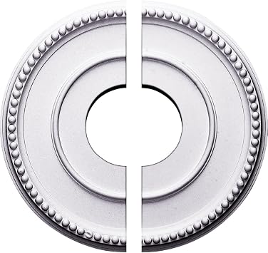 Ekena Millwork CM12BR2 Bradford Split Ceiling Medallion, 12-1/2"Outer Diameter, 3-7/8"Inner Diameter, 3/4"Projection, 6-5/8" Canopy., Factory Primed