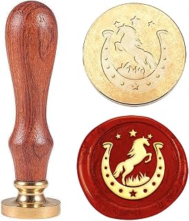 1pc Horse Wax Sealing Stamp Vintage Horseshoe Wax Seal Stamp Gift for Christmas 25mm Removable Brass Head Stamp with Wooden Handle for Envelope Invitation Card Gift Decoration