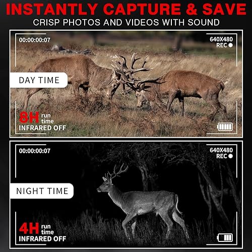 Miniatura 3 de Prismáticos profesionales de visión nocturna, infrarrojos digitales, pantalla de 4 pulgadas, zoom 2X, accesorios esenciales de caza de ciervos al
