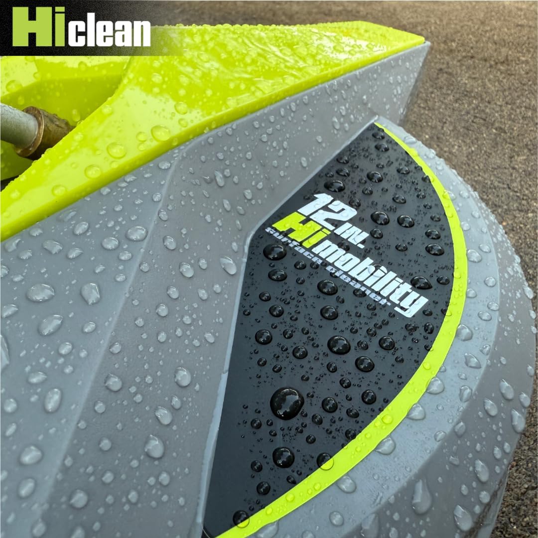 Hiclean 12” Pressure Washer Surface Cleaner with Wheels - 3200 Max PSI, 1/4” Connector - for Electric Pressure Washers