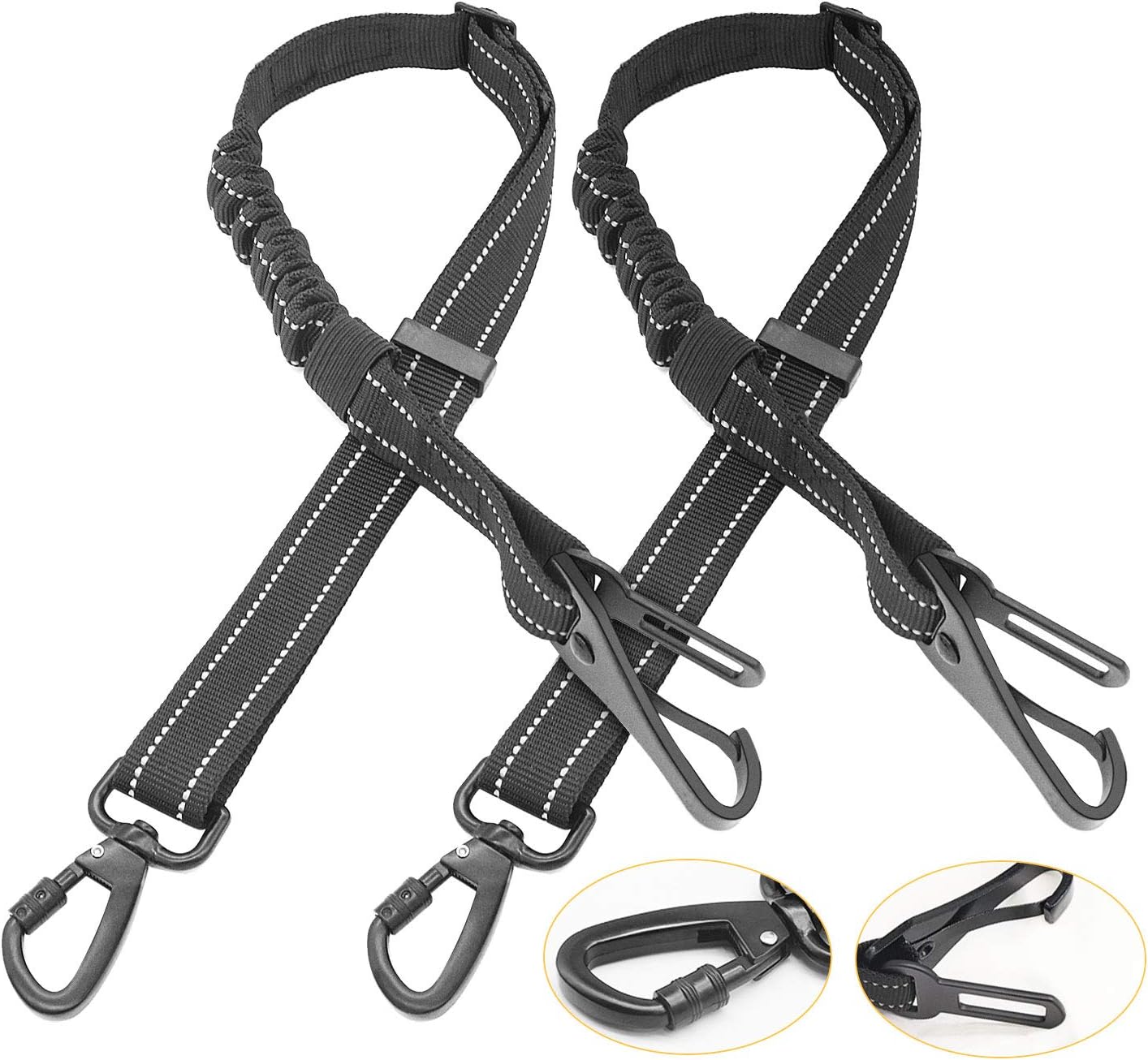 BWOGUE 2 Packs 3-in-1 Dog Seat Belt Dog Car Harness Adjustable Elastic Durable Nylon Pet Dog Cat Seat Safety Belts Vehicle Seatbelt…