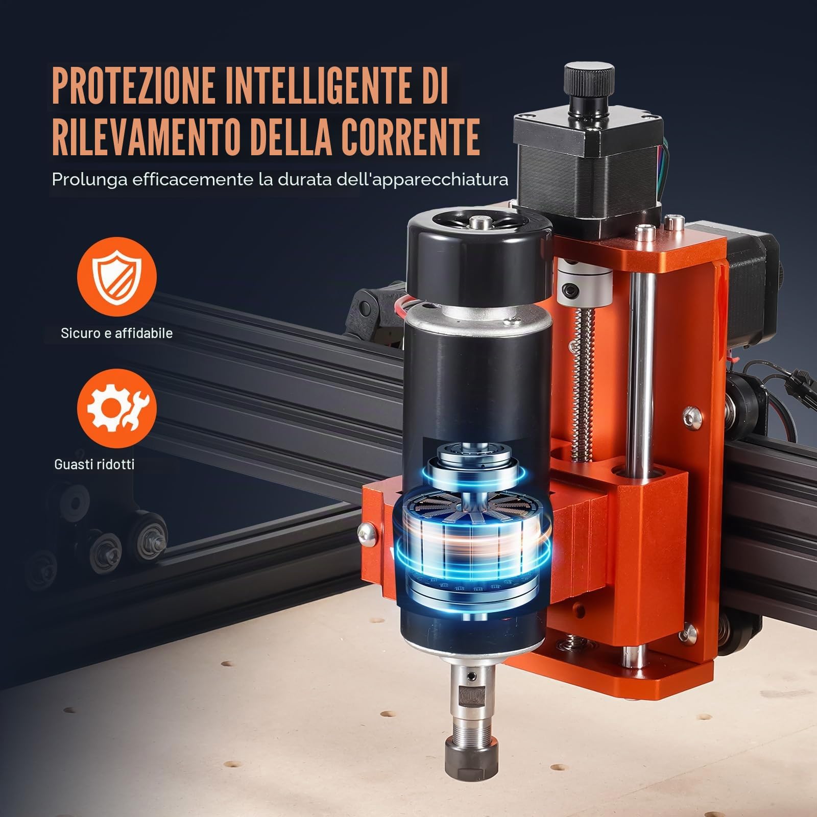 VEVOR CNC Router Macchina, 300 W, 3 Assi GRBL Controllo Kit per Fresatura e Incisione su Legno, 400 x 400 x 60 mm Area di Lavoro 1200 giri/min, Router Macchina per Legno Acrilico Schiuma Plastica