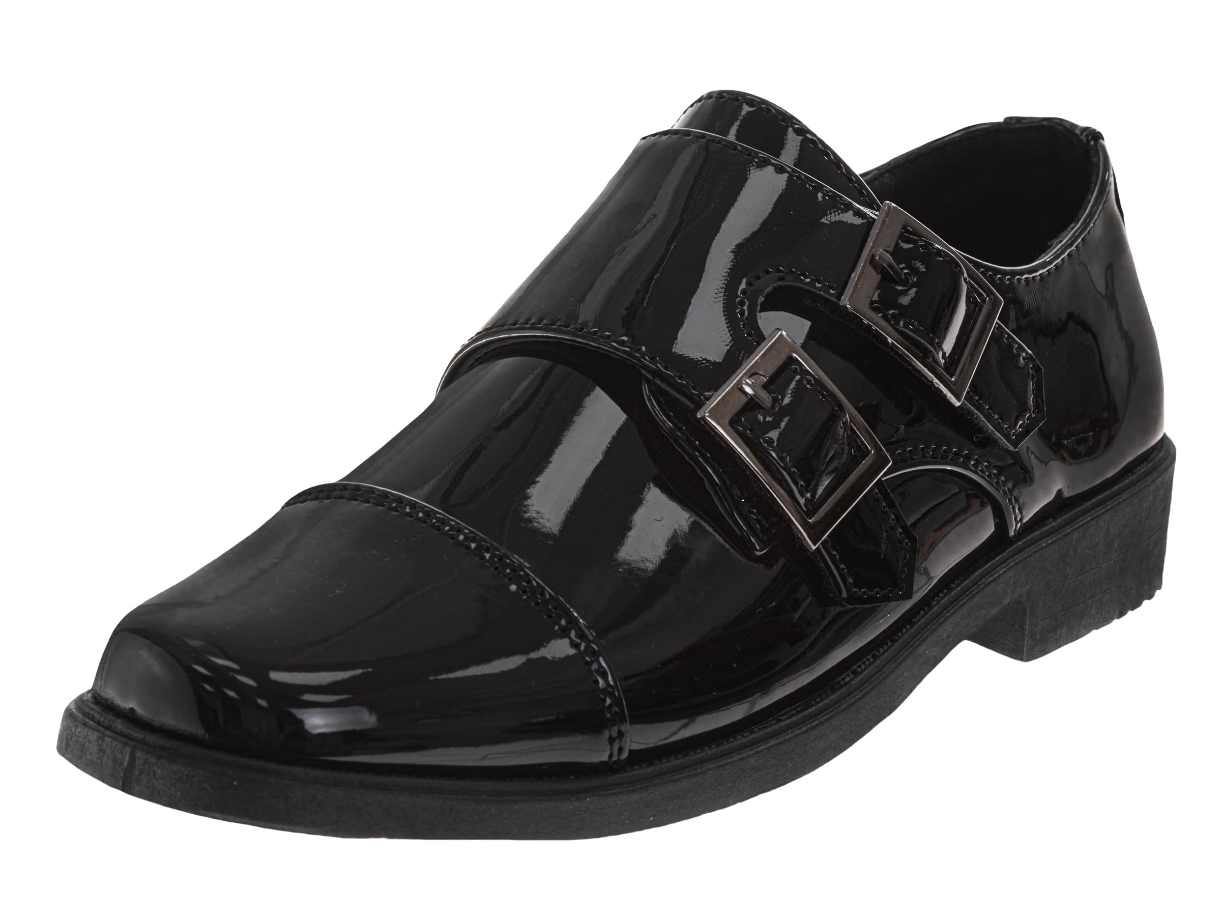 Josmo Boys Dress Shoes - Hook and Loop Double Monk Strap Cap Toe Oxford Loafers (Sizes 7-10 Toddler/Sizes 11-12 Little Kid)