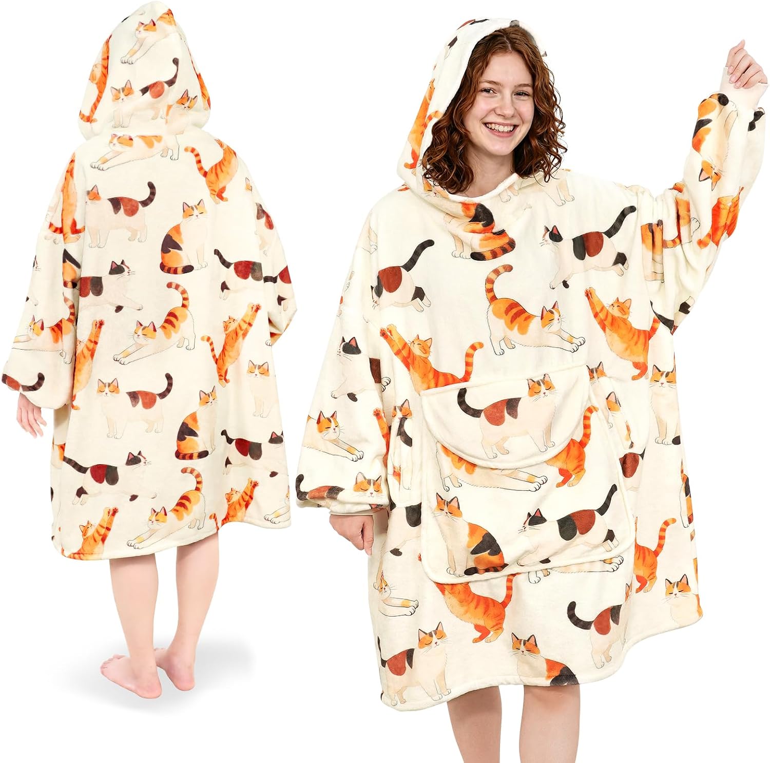 Cat Gifts for Women, Oversized Wearable Blanket Hoodie