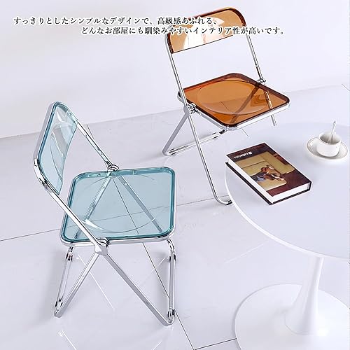 Miniatura 6 de KAIHAOWIN Silla plegable de acrílico moderna de lujo, sillas transparentes, silla plegable de cristal apilable fantasma, asiento de sala de estar de