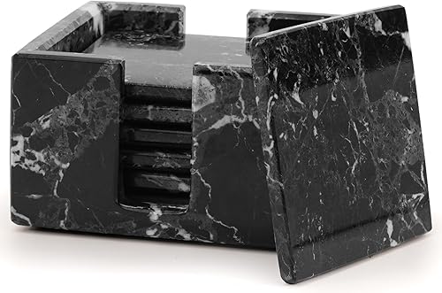 Miniatura 8 de Radicaln Juego de 6 posavasos de mármol de ónix verde, hechos a mano, 3.5 pulgadas, cuadrados para bebidas, juego de posavasos con soporte