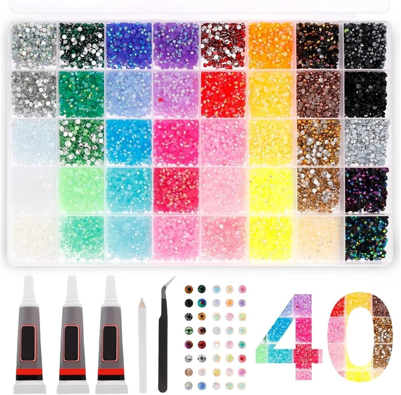 Bedazzler Kit with Rhinestone Resin Jelly Rhinestone Set Fade Resistant Nail Art Flatback Gem Varied Shape for Clothing for Adding Sparkly Bling to Bags,Nails,Decors