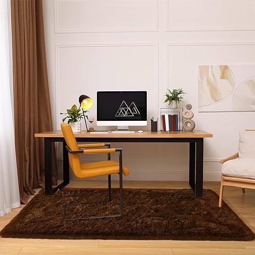 Miniatura 10 de Kelarea Alfombra lanuda súper suave y esponjosa para dormitorio, 6 x 9 pies, color verde hierba, moderna alfombra de felpa mullida para interiores