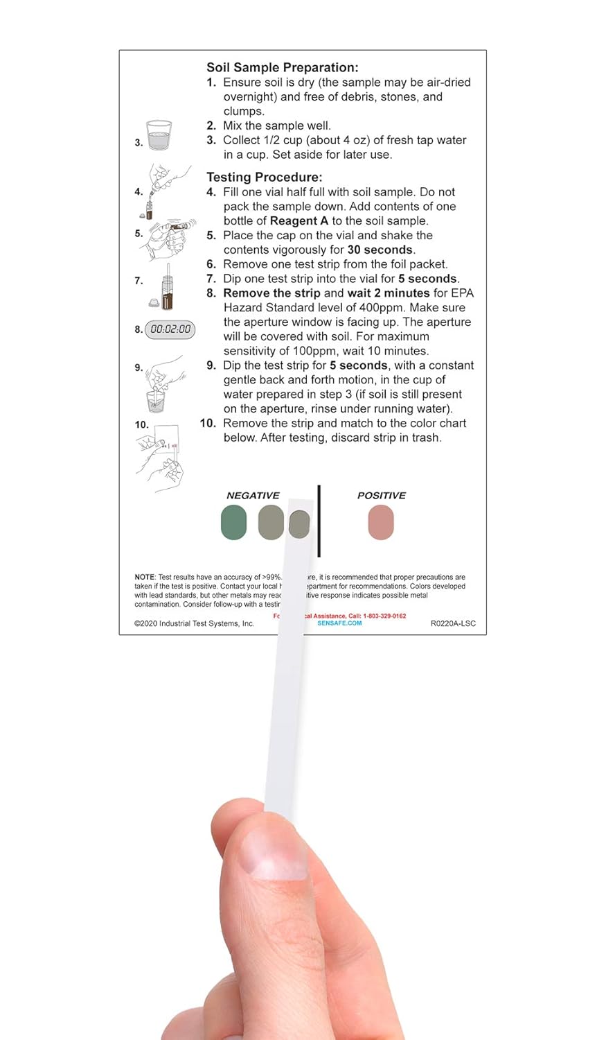 Industrial Test Systems SenSafe 480311 Lead Soil Test Strip, 0-400ppm Range, Five Tests