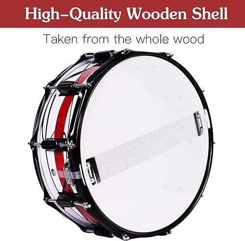 Miniatura 20 de Lexington SD403S - Juego de batería para estudiantes, carcasa de acero de 14 x 5.5 pulgadas con 10 lengüetas, incluye llave de batería, baquetas