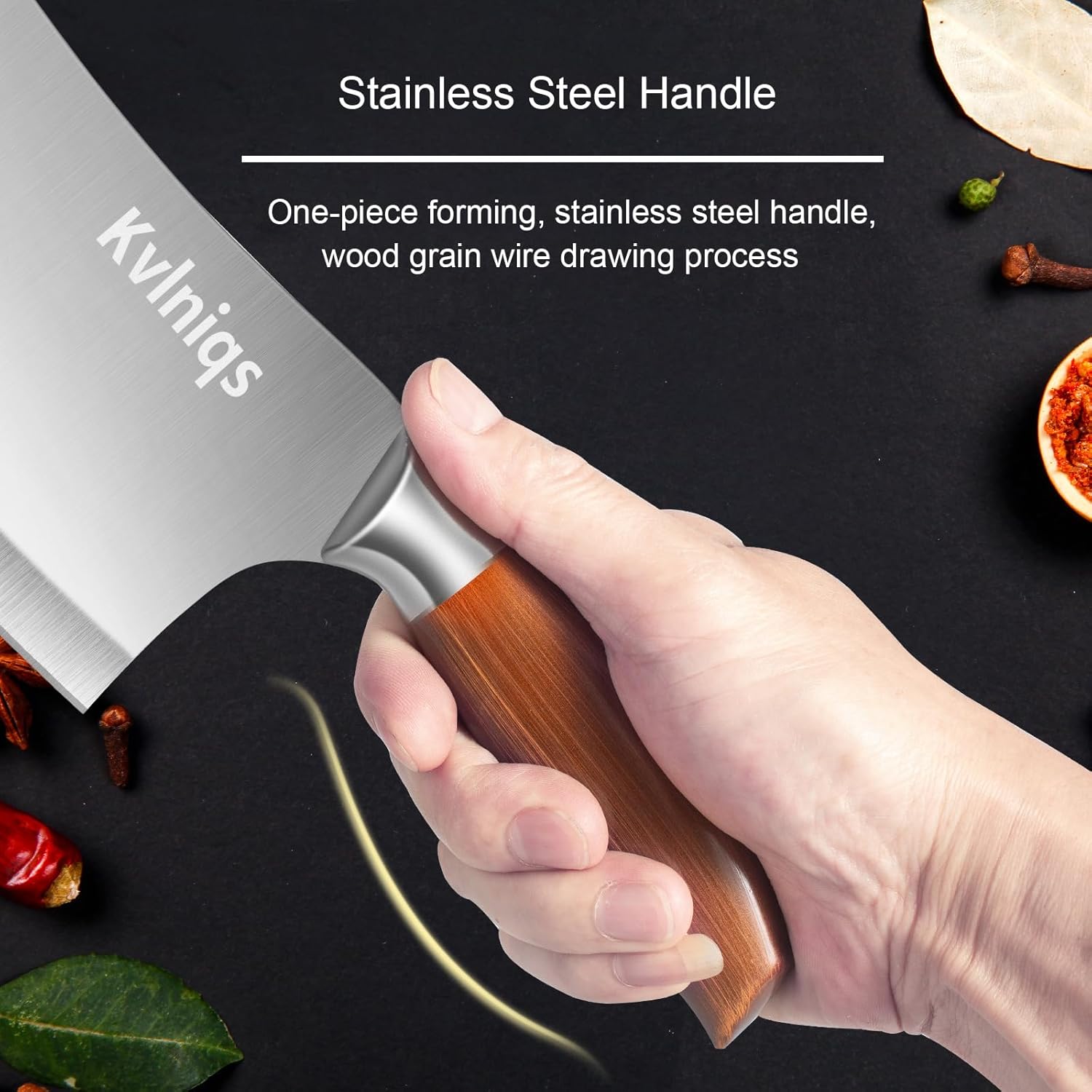 7-inch Butcher Knife Meat Cleaver, Heavy Duty Bone Chopper, Multipurpose Kitchen Chef Knife Chopping Bone, Professional Grade High Carbon Stainless Steel Blade with Full Tang Ergonomic Non-Slip Handle - Image 4