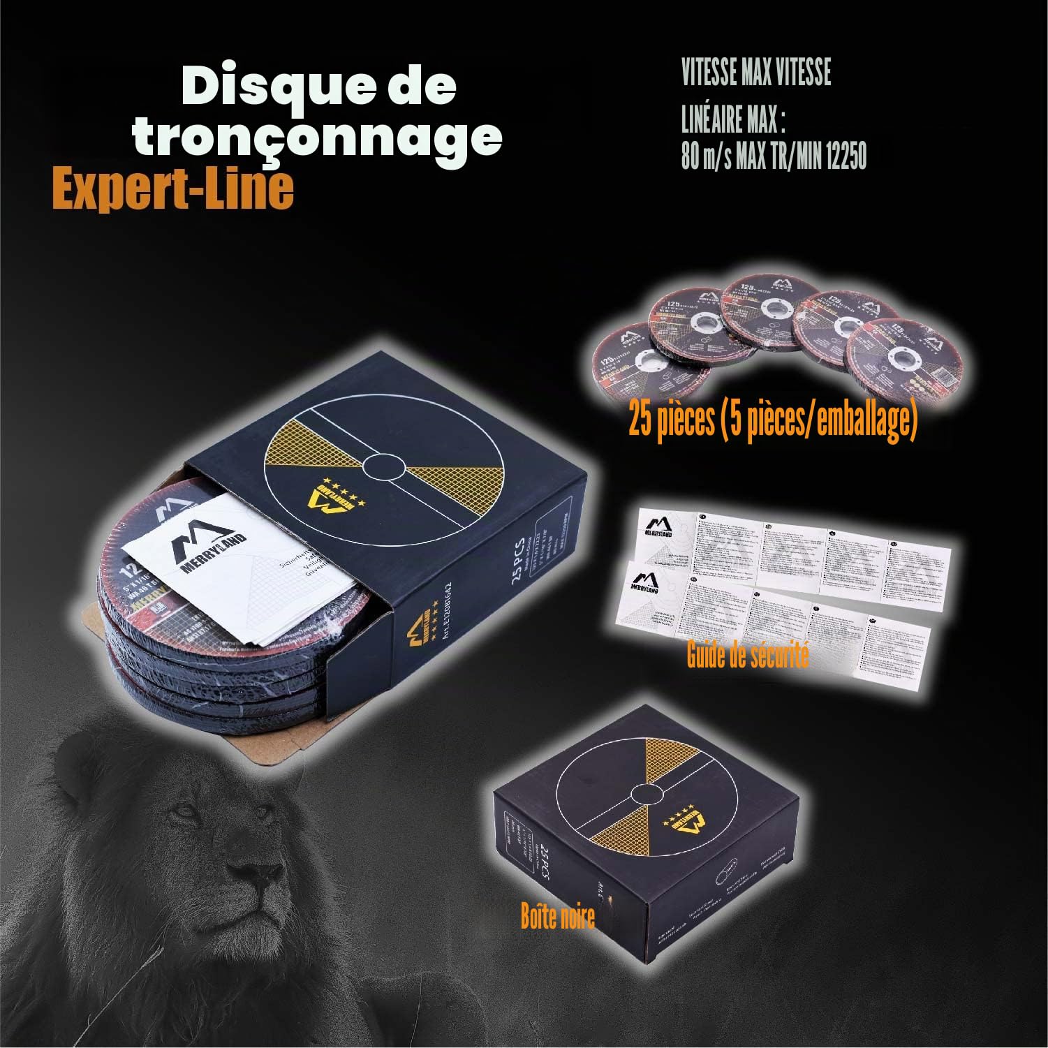 Merryland Disque à Tronçonner 125 Métal INOX Acier Fer, 125 X 1,6 mm Disque de Coupe 25 Pièces, Disque Découper pour Meuleuse d'Angle, Expert-line E12081642