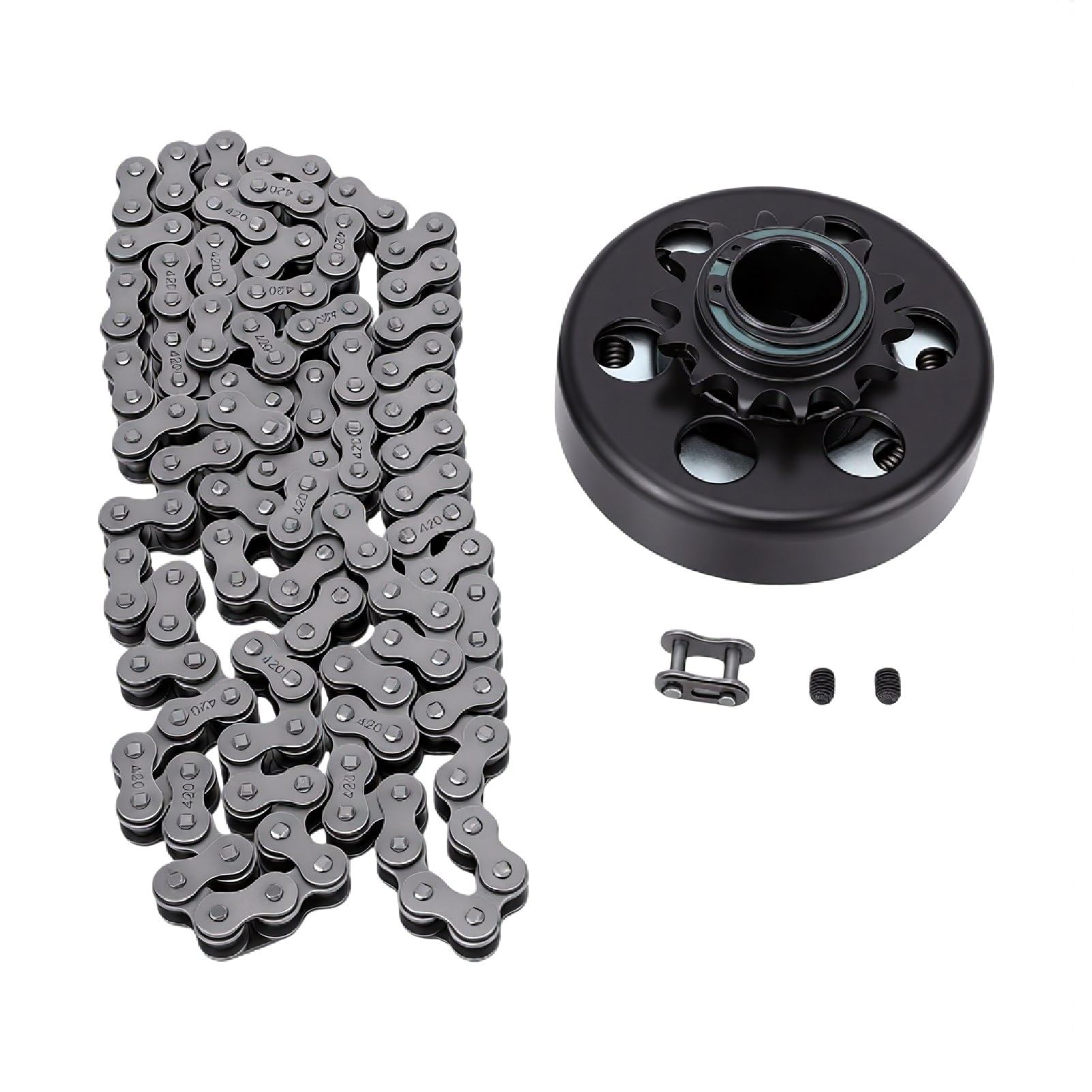 KIMISS Embrague Centrífugo Go Kart Clutch 420 Cadena de Transmisión 14 Dientes 1 Pulgada de Diámetro a 2300 RPM con Cadena 420 para Mini Bicicletas Fun Karts Cortacésped