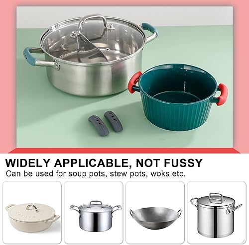 Miniatura 5 de 2 fundas de mango de silicona de 3 x 0.8 pulgadas, fundas de mango de sartén de hierro fundido, resistentes al calor, funda antideslizante para