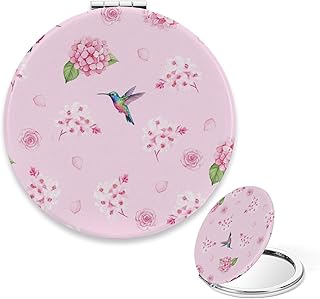 Compact Mirror for Women, Soft Pink Floral Hu...