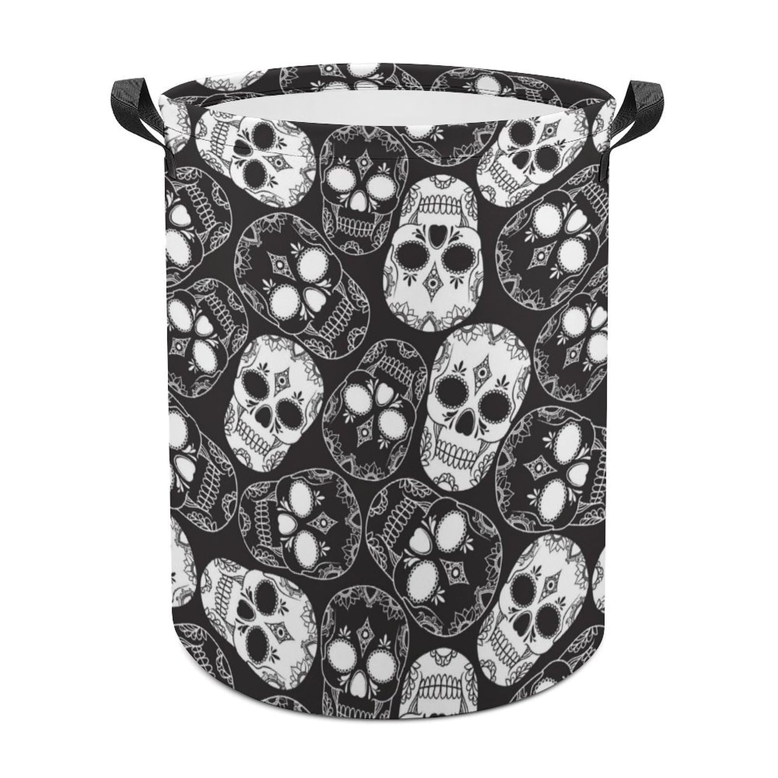Wlntrophic Laundry Hamper, Sugar Skull Laundry Basket, Washing Basket with Handle
