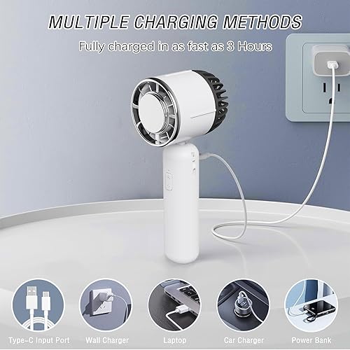 Miniatura 7 de Ventilador de aire acondicionado, ventilador de mano enfriamiento rápido, pequeño ventilador portátil de hielo portátil, ventilador portátil de