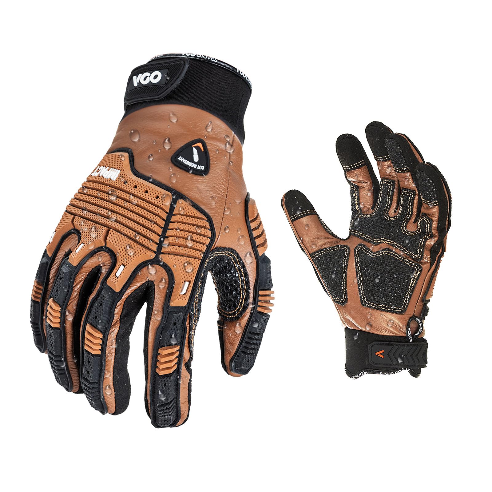 Vgo... Guantes de Trabajo Antichoque Anticortes EN388 Nivel C A3, Guantes Hombre Resistentes al Corte 360° para Cortar Motosierra Policiales Vigilante Antivibración