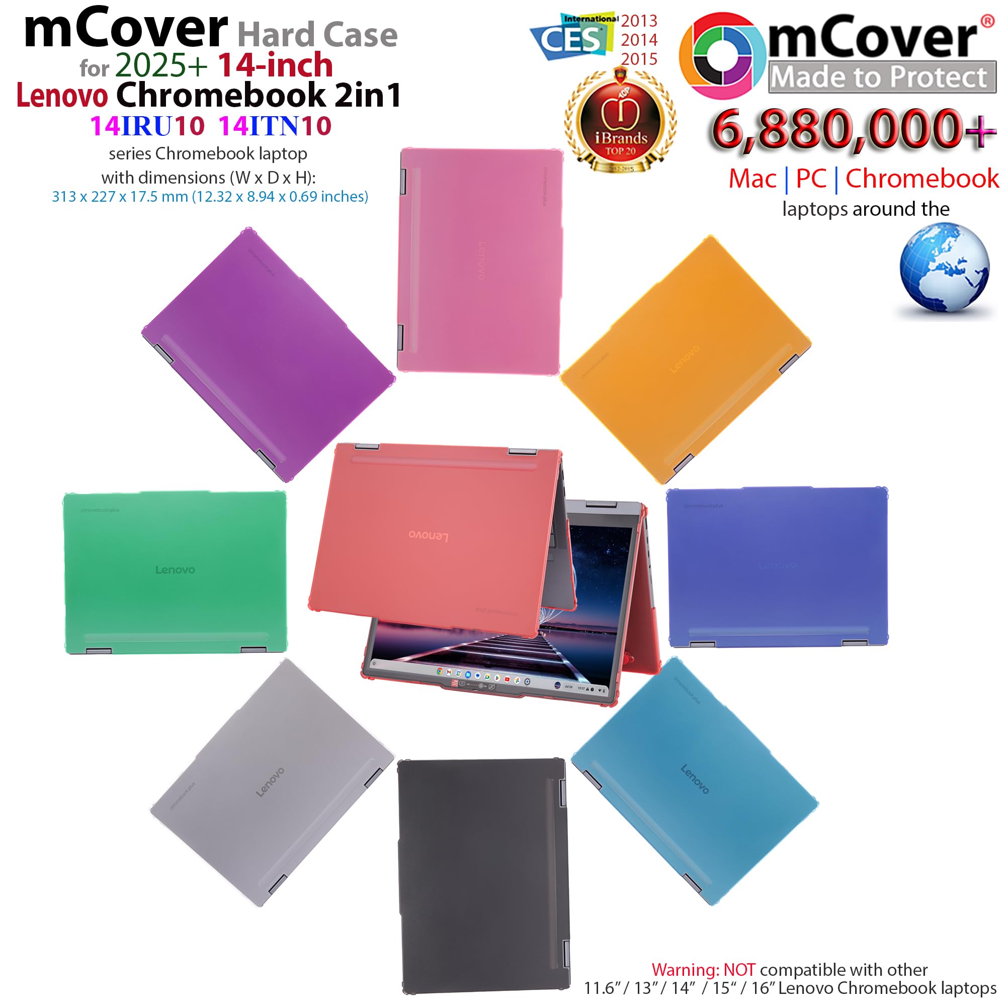mCover Funda solo compatible con portátiles Lenovo Chrome 2 en 1 14IRU10 de 14 pulgadas 2025-2026 | Chromebook 14ITN10 (no compatible con otros modelos Lenovo), transparente