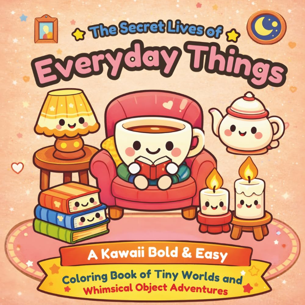 The Secret Lives of Everyday Things: A Kawaii Bold & Easy Coloring Book of Tiny Worlds and Whimsical Object Adventures — for Stress Relief & Mindfulness