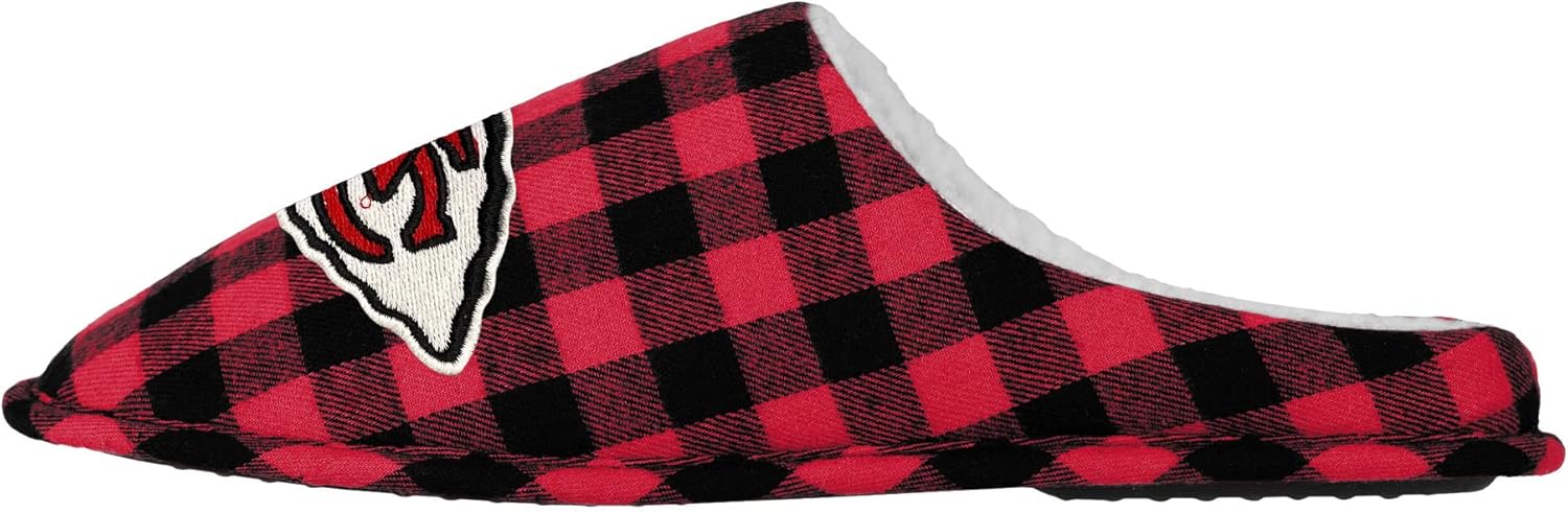 FOCO Men'sNFL Sherpa Lined Buffalo Check Memory Foam Slippers - Image 2