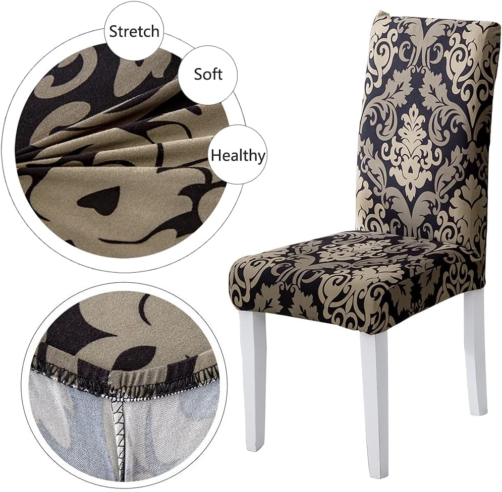 ARNTY Dining Chair Covers 6 Pack/4 Pack, Stretch Dining Chair Seat Covers,Kitchen Chair Covers for Dining Chair Slipcover Seat Covers for Dining Chairs (Black-Classic, 4 Pack)