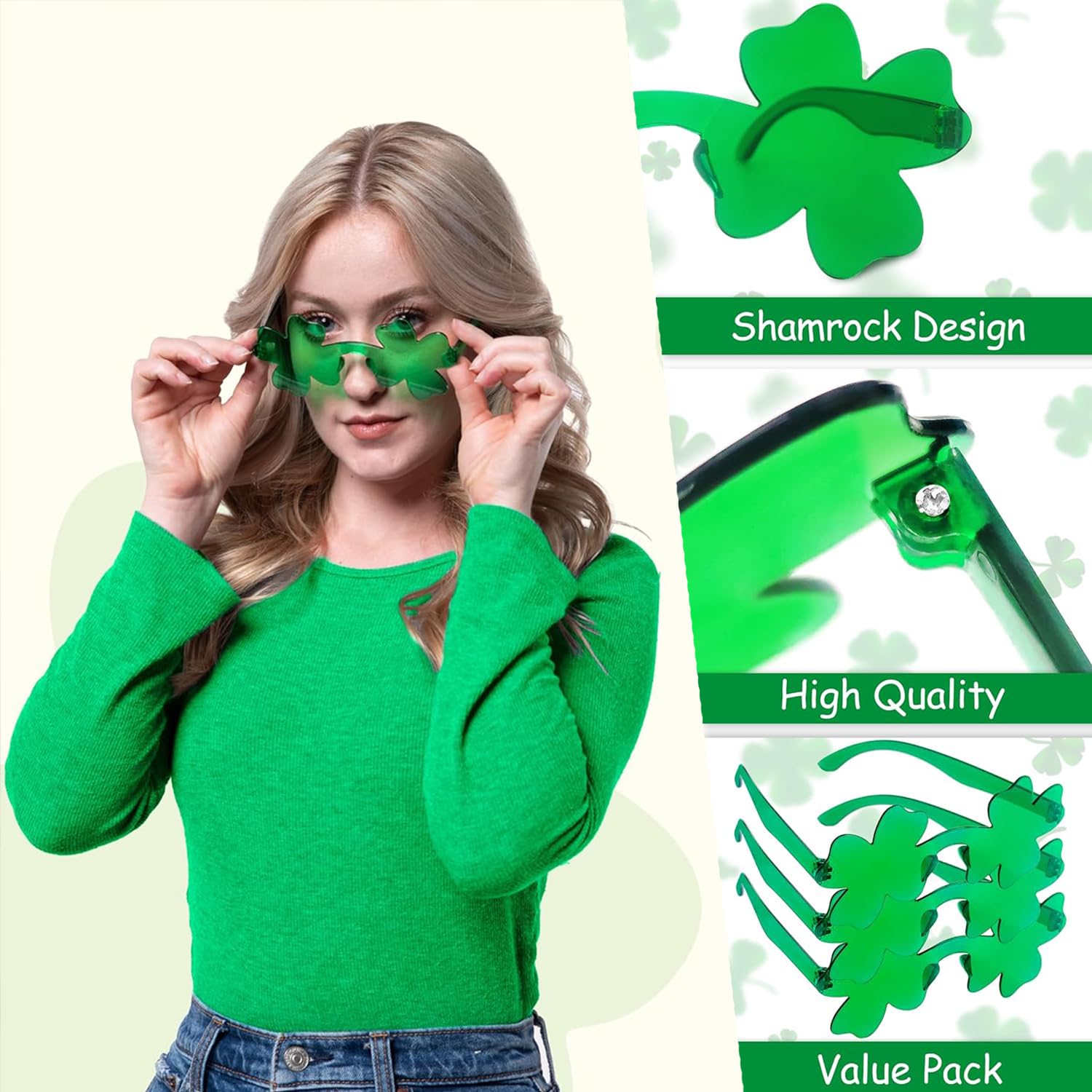 24 szt. St Patricks Day Shamrock okulary przeciwsłoneczne koniczyna okulary koniczyna okulary dzień świętego patryka akcesoria dla kobiet akcesoria dekoracje przyjęcie upominki