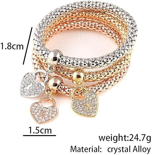 Miniatura 6 de 12 piezas pulseras de cadena de maíz de oroplataoro rosa con cristal multicapa mariposa corazón círculo árbol de la vida medallón encantador pulsera