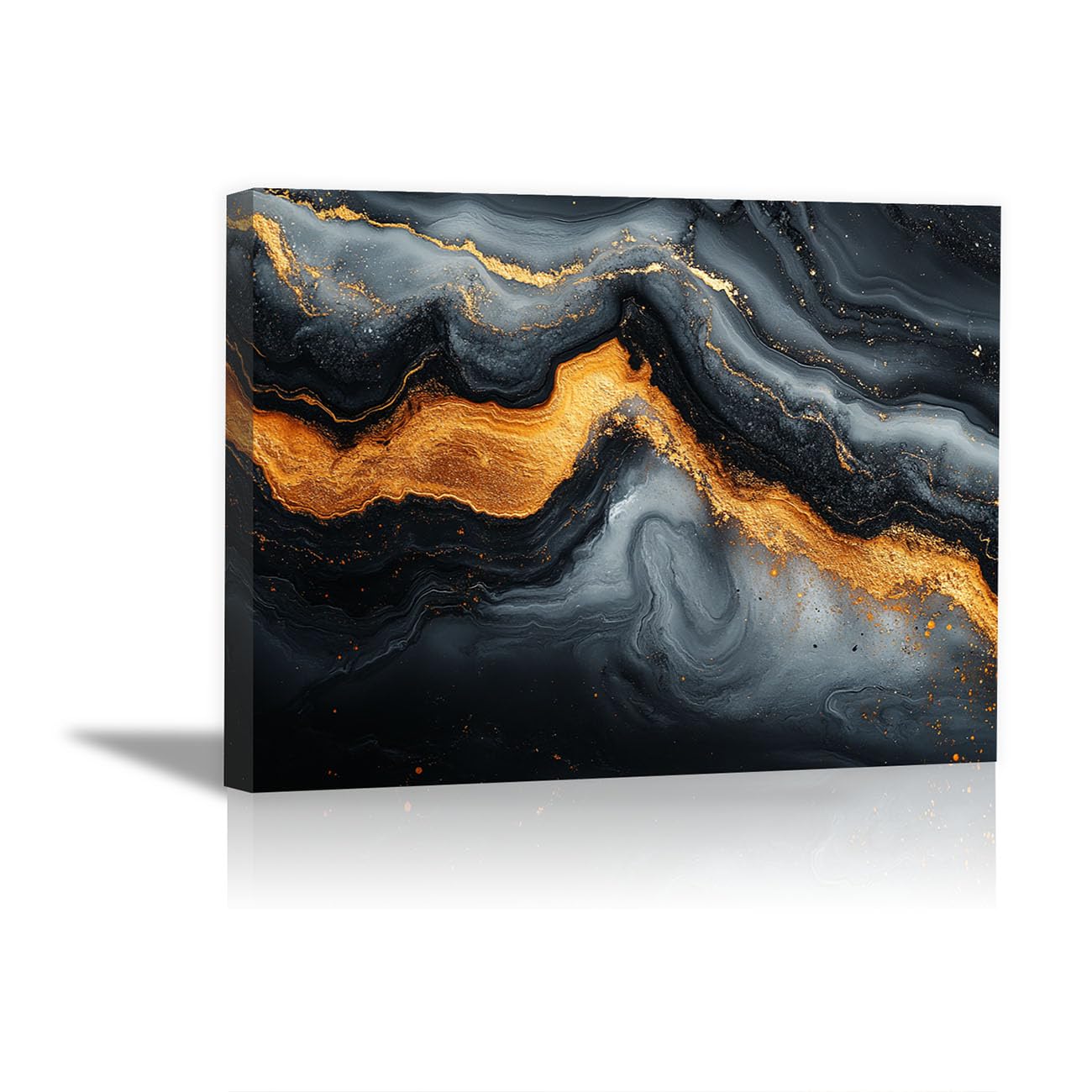 TODOAA Cuadro Abstracto Lienzo Pintura fluida de oro negro blanco y negro Cuadros Decoracion Salon Lienzo, Dormitorios Para Comedor Pasillo Cocina Y Baño（Blanco-60x90cm Enmarcado