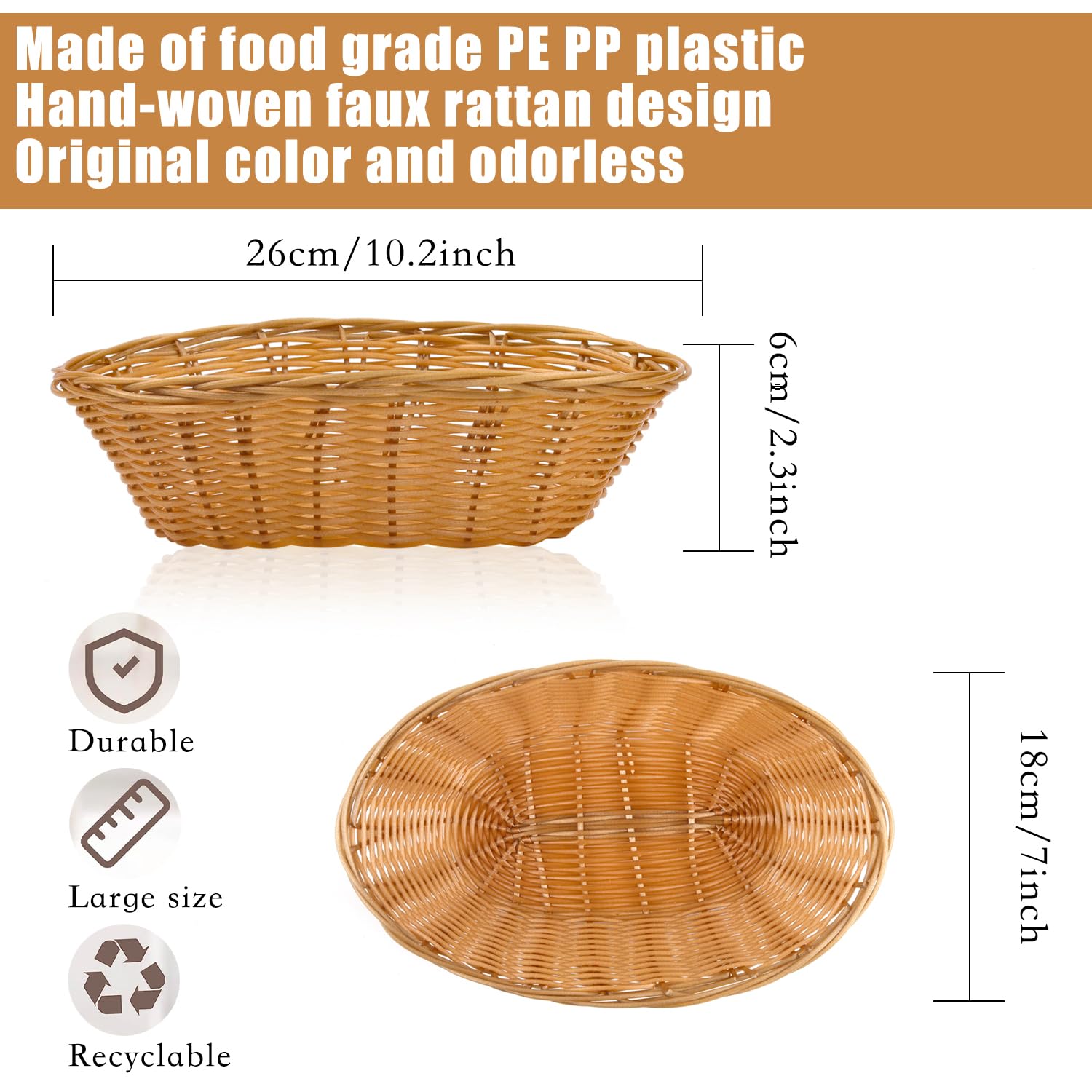 Plastic Oval Basket,16 Pack Small Fruit Bread Basket Food Storage Basket Bin Food Storage Basket & Fruit Basket Small Food Storage Baskets & Empty Gift Basket for Food Serving, Display, Vegetables,