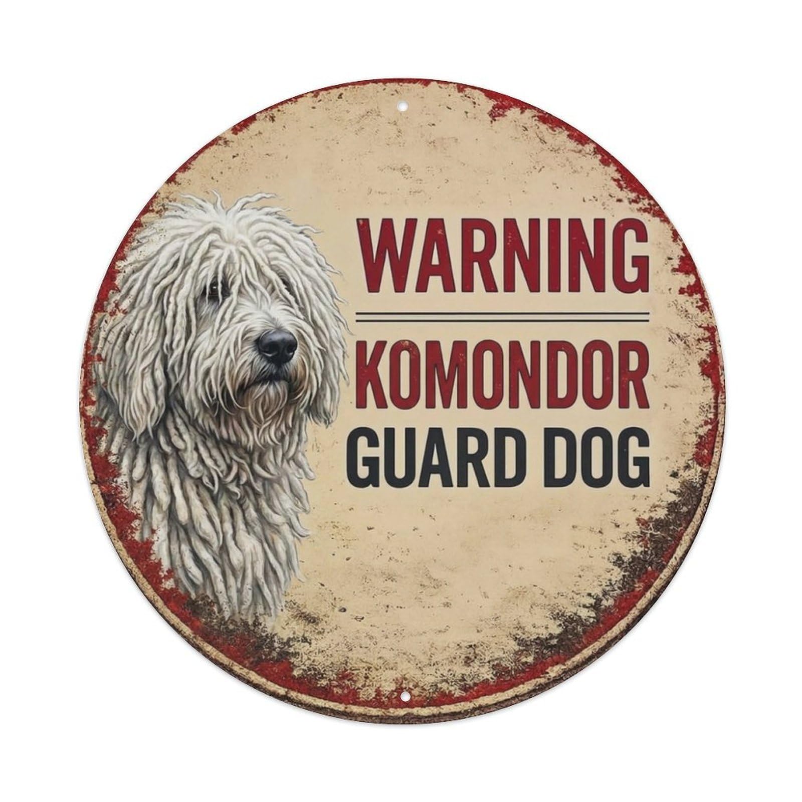 Metal Tin Sign Vintage Warning Komondor
