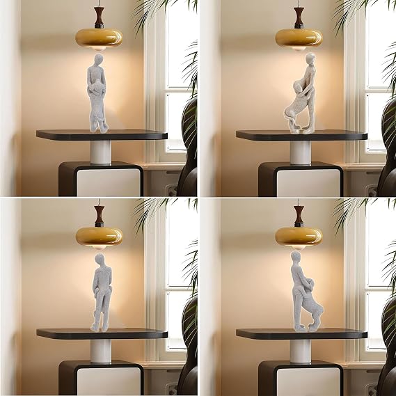 Dog Sculpture Home Decor - Cute Man and Dog Statue Decoration Modern Home Decoration Figurine for Living Room Office Shelf Desk Coffee Table Decor-Sandstone-Embrace