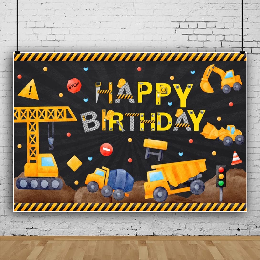 Sfondo Per Festa Cantiere Edile 3x2m – Camion, Gru E Escavatori Per Compleanno Bambini