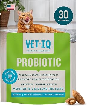 VetIQ Cat Probiotics Supplement Probiotic, Prebiotic & Postbiotic Cat Supplements, Digestive & Gut Health Support, Constipation & Diarrhea Relief, Chicken Flavored, 3.7 oz