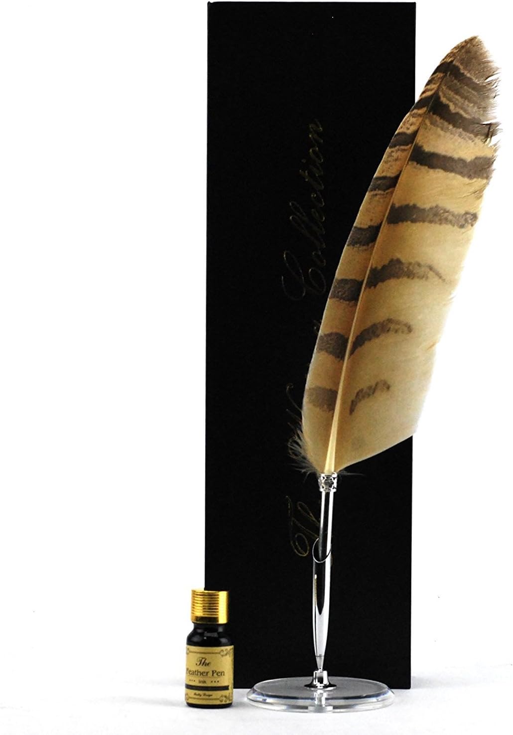 Quill Pen,Luxury Owl Feather Pen and Ink Set with Stand