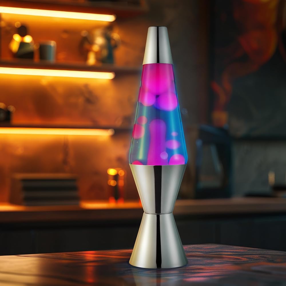The Original Lava® Lamp - 14.5" Techno Chrome - Classic Liquid Motion Lamp - Pink Lava and Blue Liquid - Item #2097 (Amazon Exclusive)
