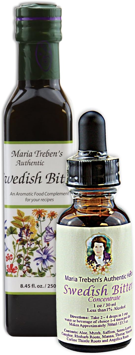 Maria Treben's Authentic Swedish Bitters 250ml Bottle and Maria Treben'S Authentic Swedish Bitters Concentrate 30ml